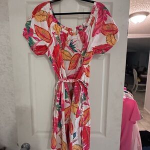 Nine West Pink and Orange Floral Mini Dress